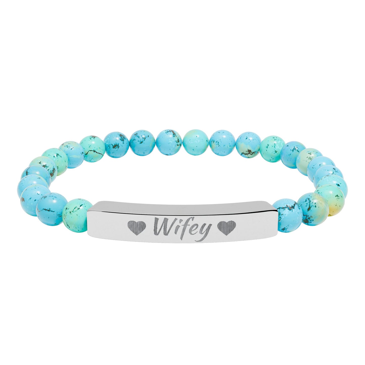 Engraved Natural Stone Stretch Bracelet