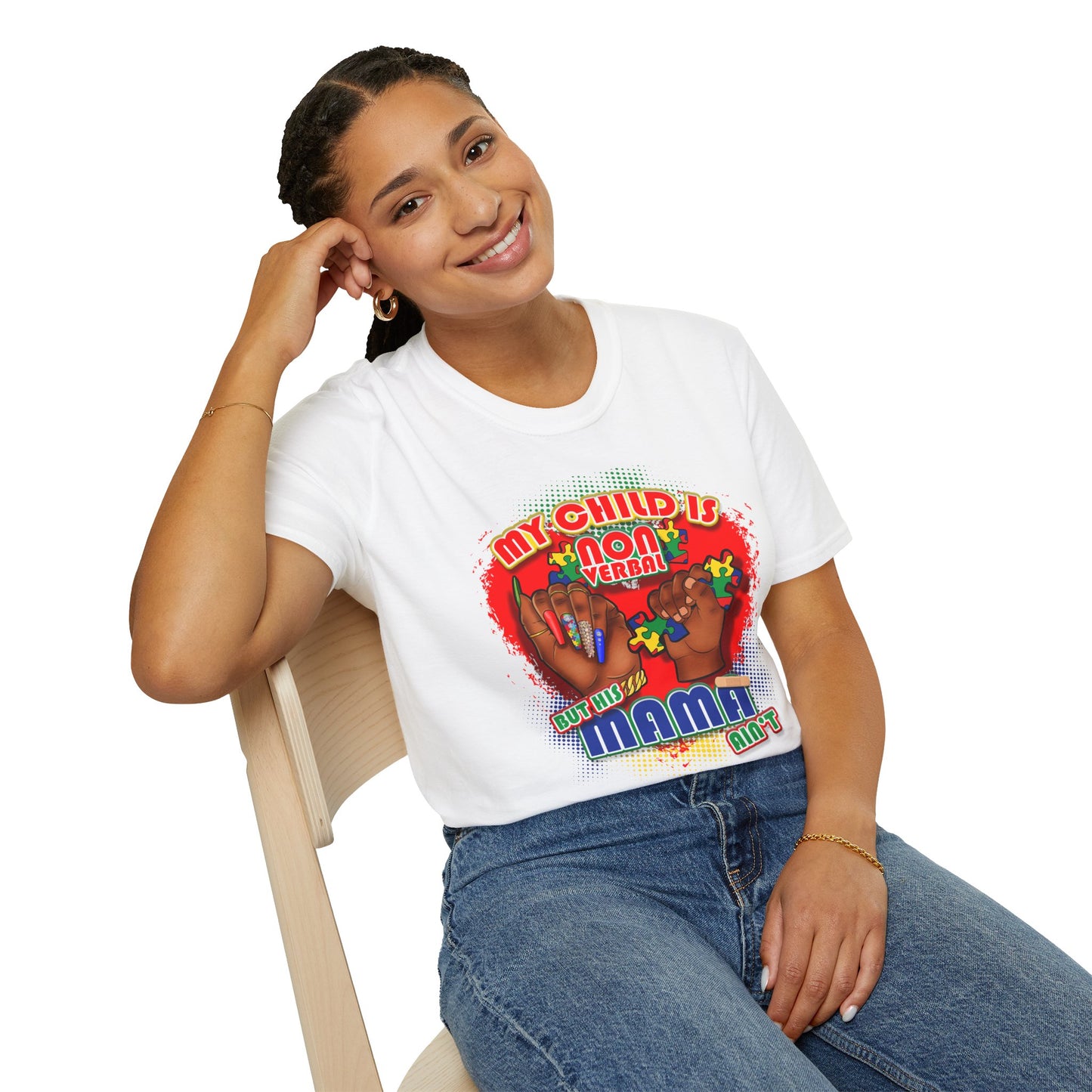 My Child is Nonverbal But His Mama Ain't Unisex Softstyle T-Shirt