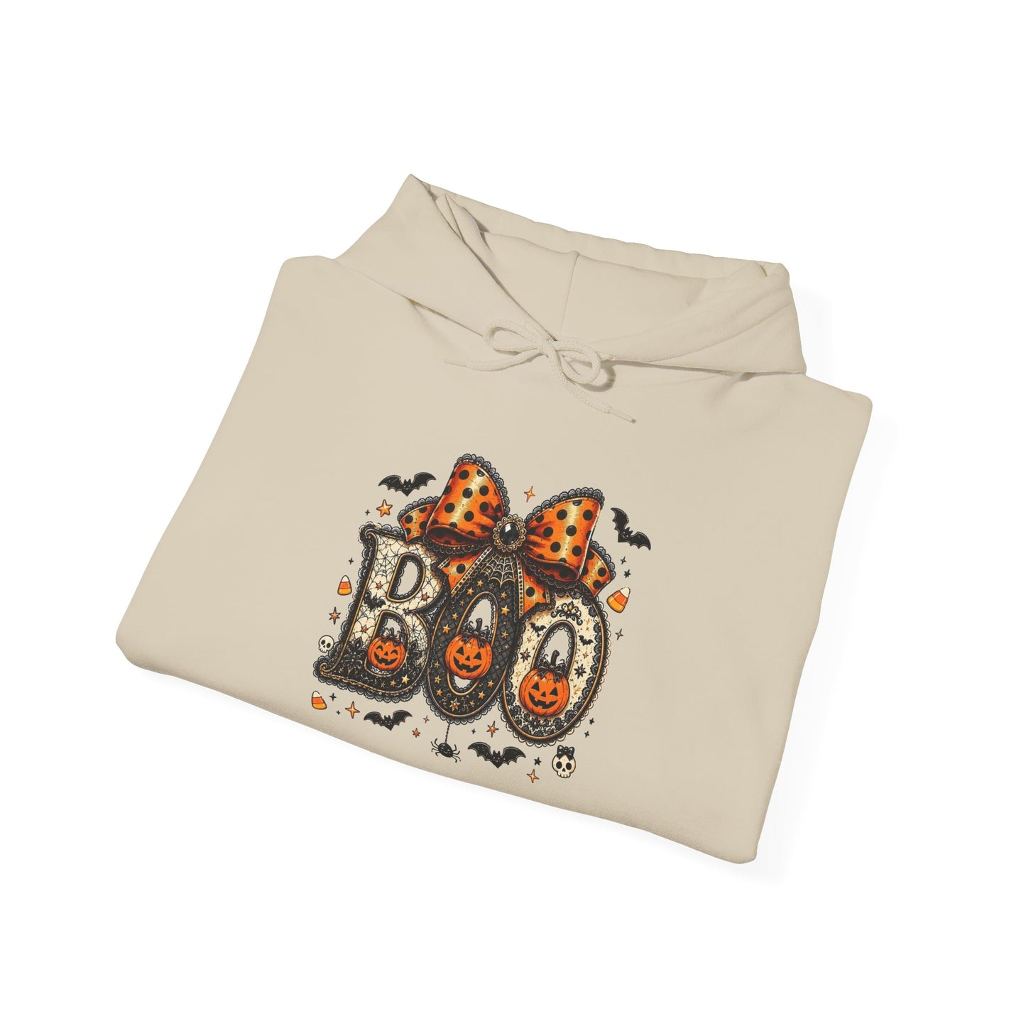 Halloween "Boo" Hoodie – Cute Leopard Bow Pumpkin Design
