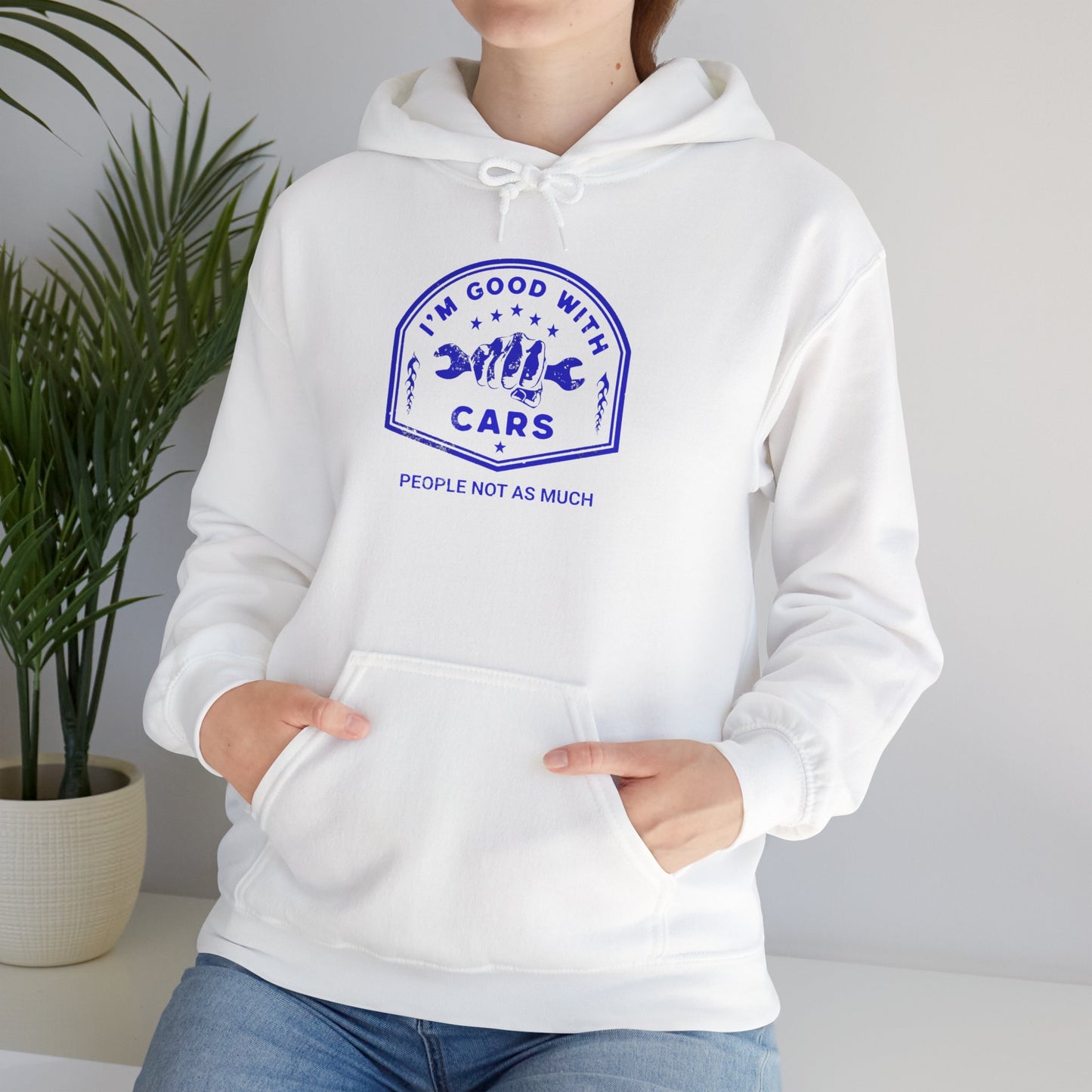 Good With Cars, People Not As Much Graphic Hooded Sweatshirt