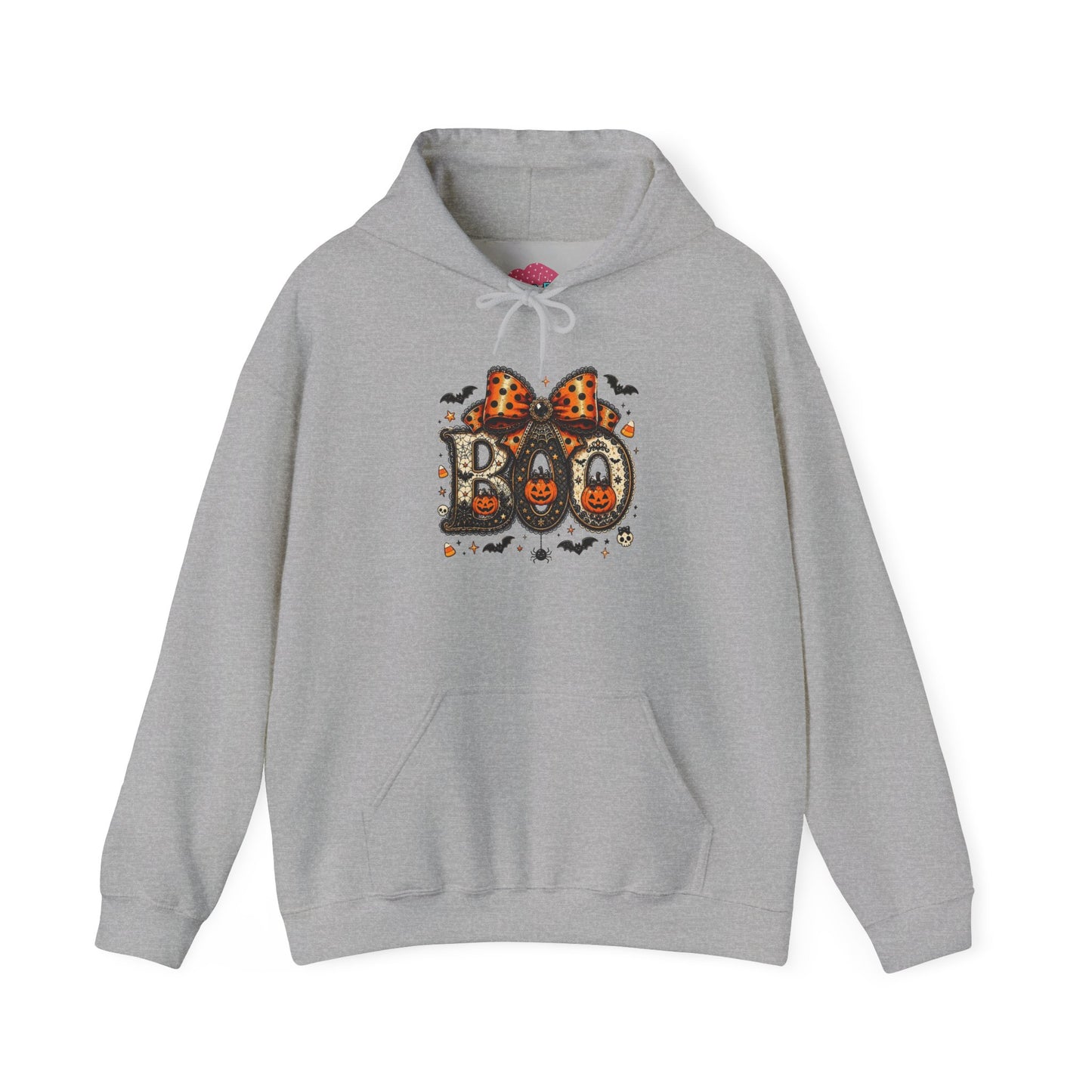 Halloween "Boo" Hoodie – Cute Leopard Bow Pumpkin Design