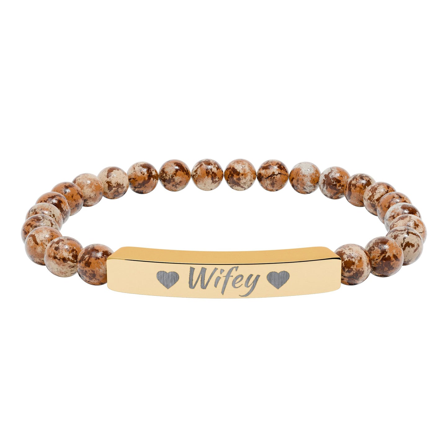 Engraved Natural Stone Stretch Bracelet