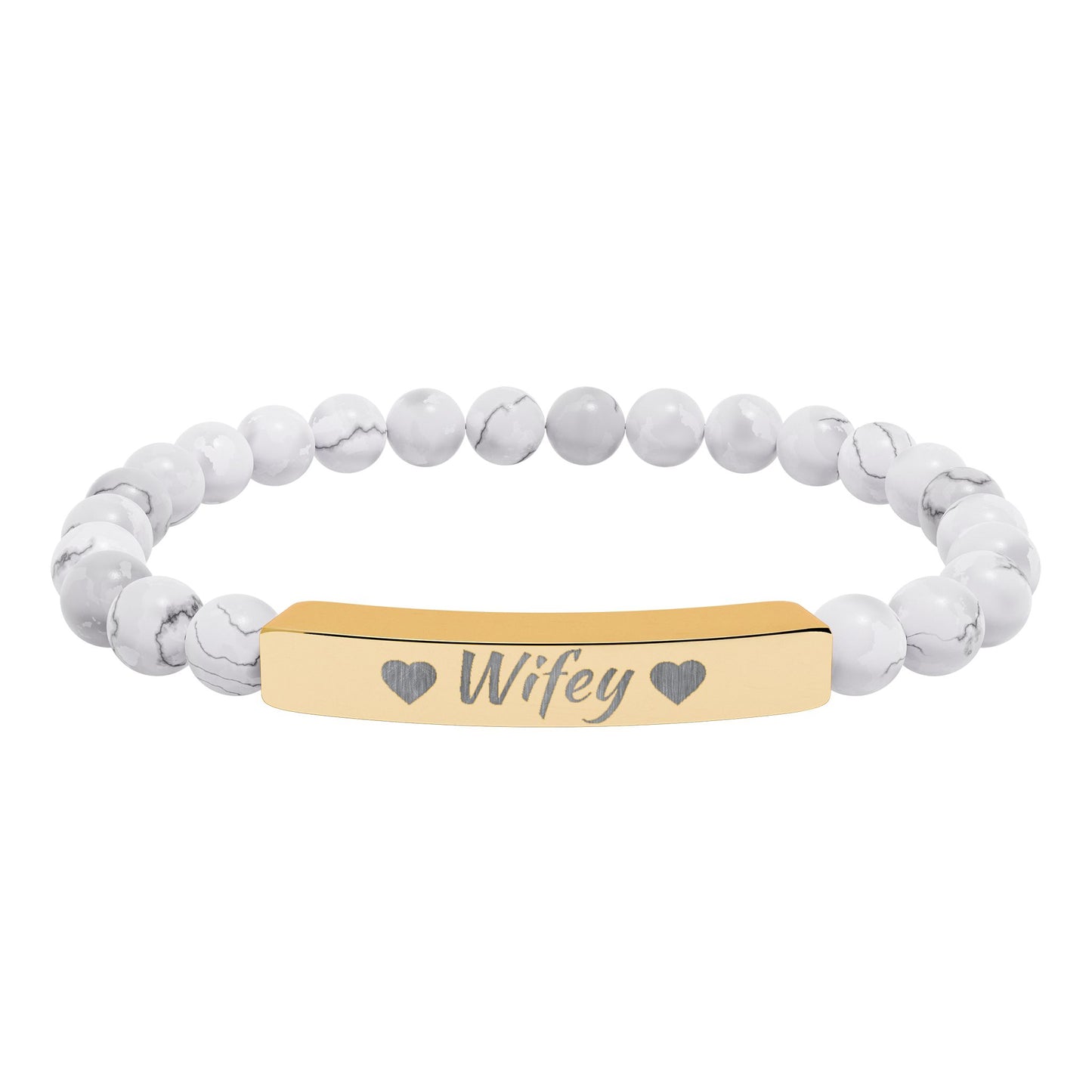 Engraved Natural Stone Stretch Bracelet