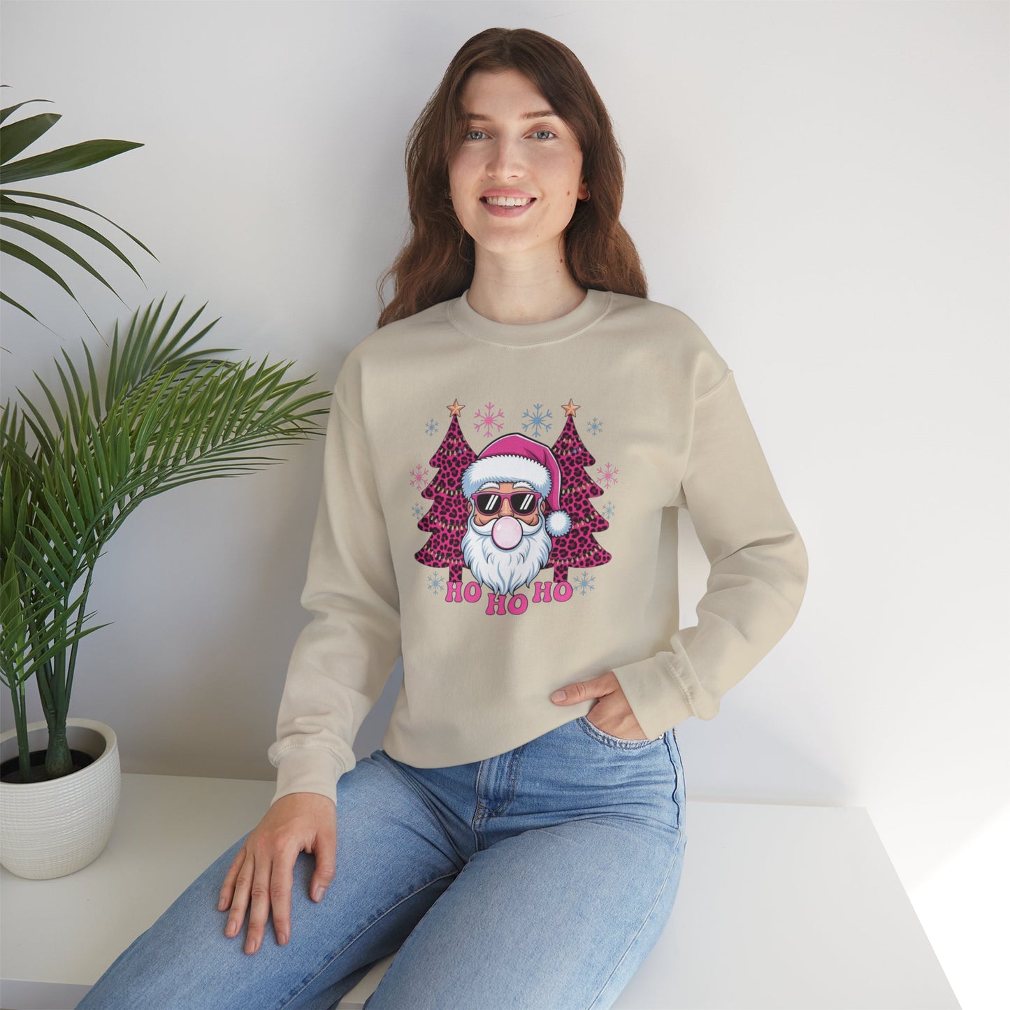 Santa Sunglasses “Ho Ho Ho” Holiday Crewneck Sweatshirt