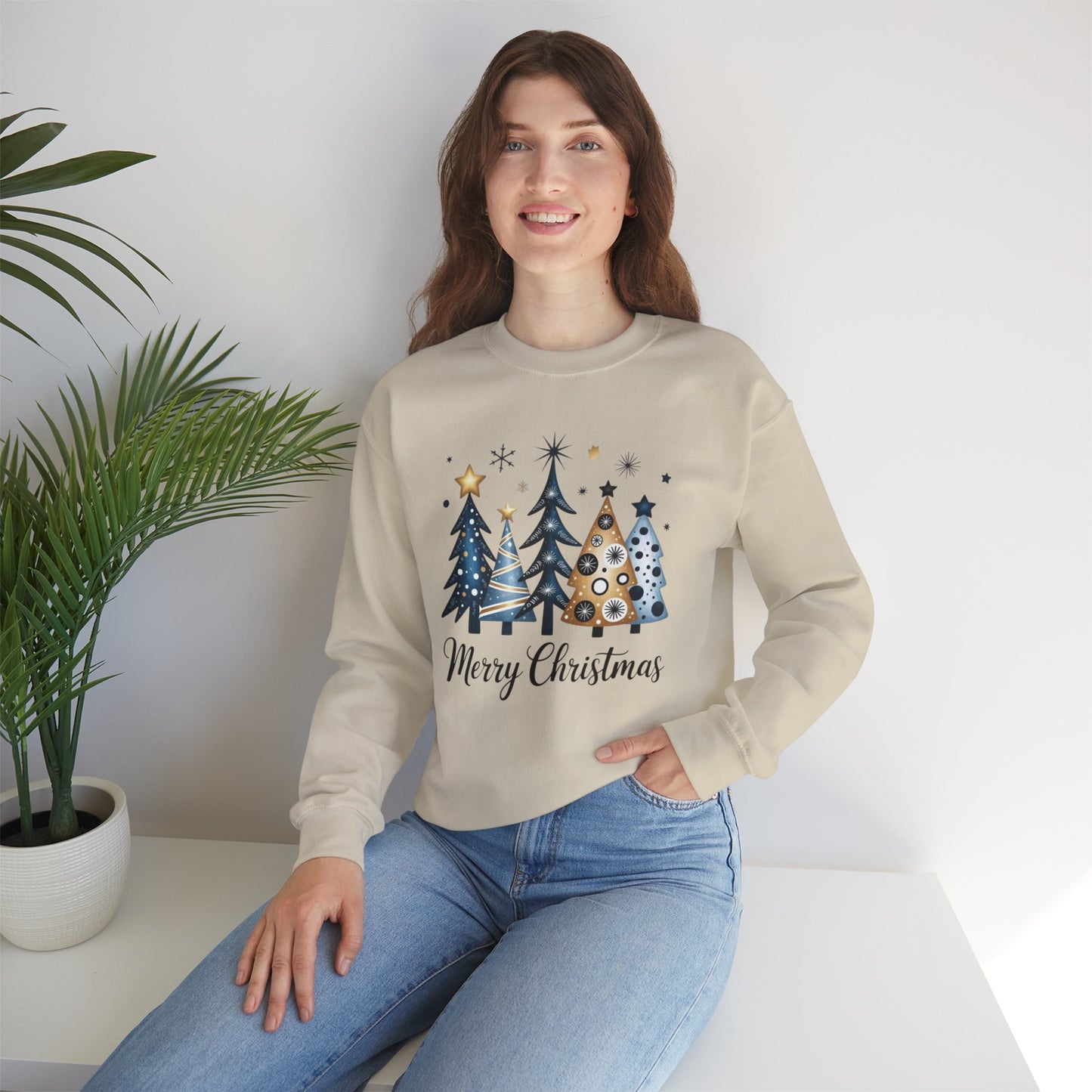 Golden Christmas Tree Crewneck Sweatshirt