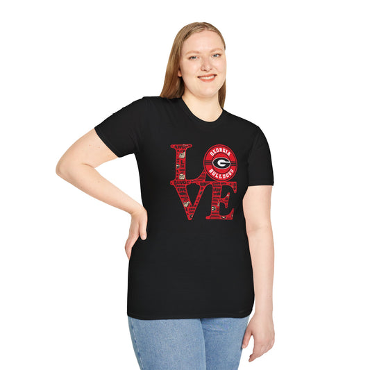 Georgia Bulldogs Love Unisex Soft Style Tee