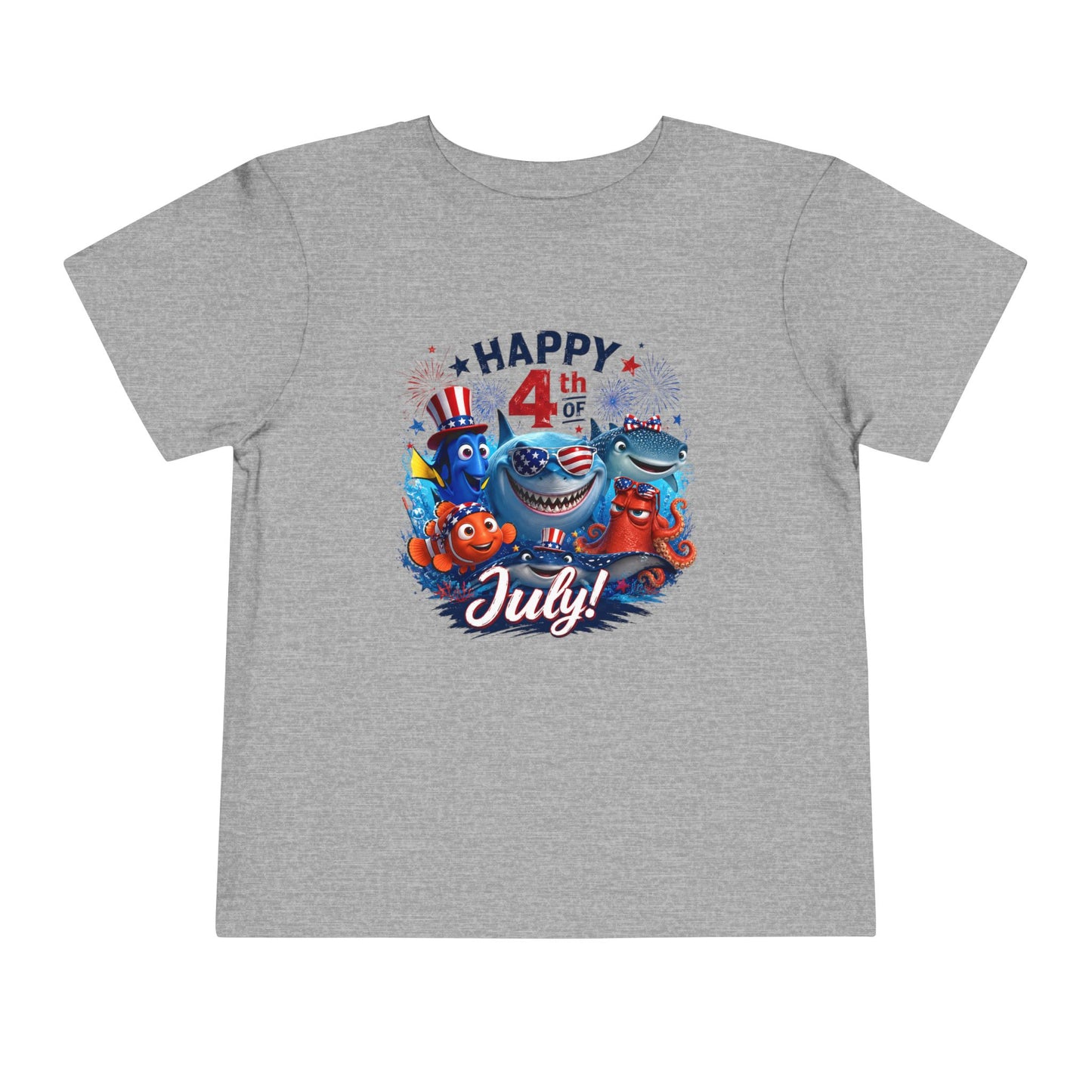 "Happy 4th of July" Patriotic Sea Creatures Toddler Tee