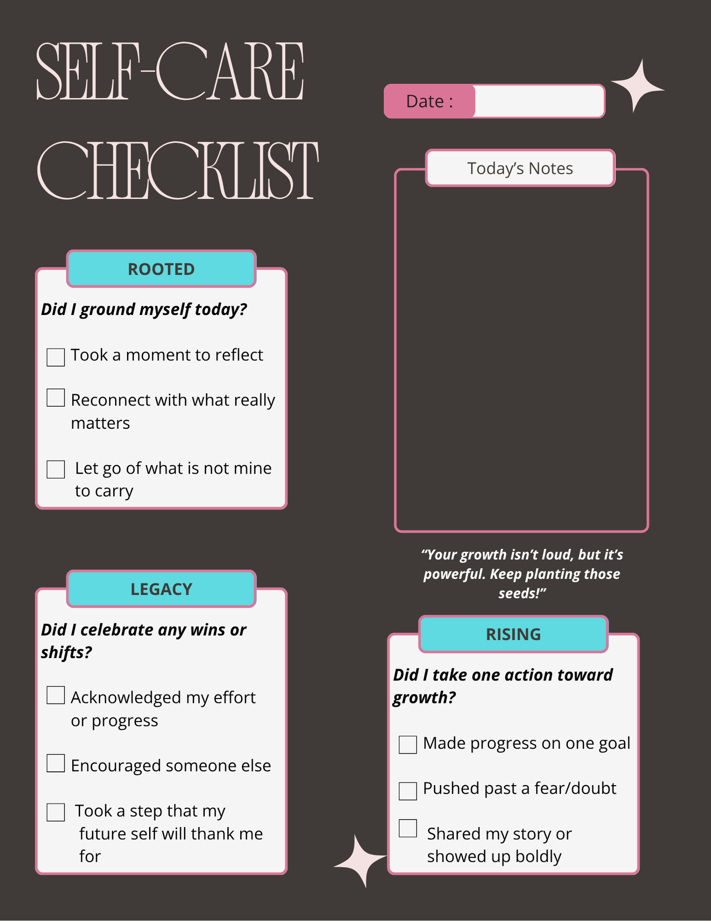 Rooted & Rising SelfCare Journal