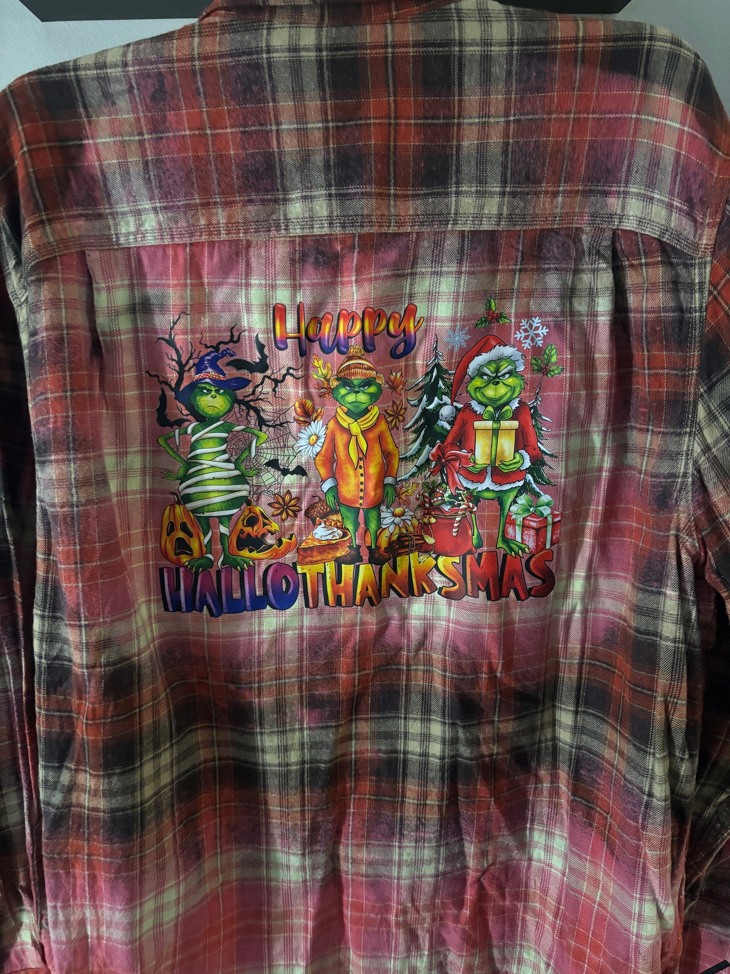 Happy HalloThankmus Bleached Flannel - XL
